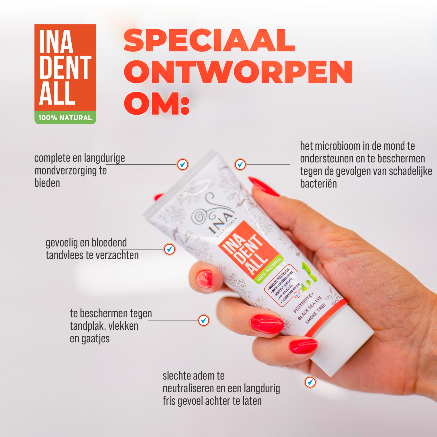 + Cadeau Natuurlijke Fluoridevrije Tandpasta met Rookboom, Zwarte Zee Loog en Postbiotisch - Ina Dent-All