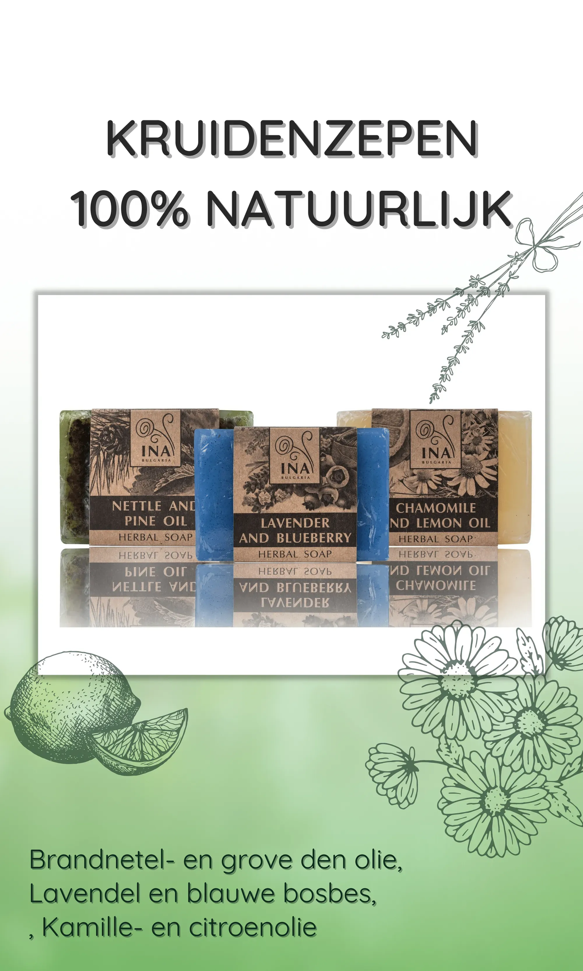 + Cadeau Natuurlijke kruidenzeep met Brandnetel- en Dennenolie - ontstekingsremmende werking