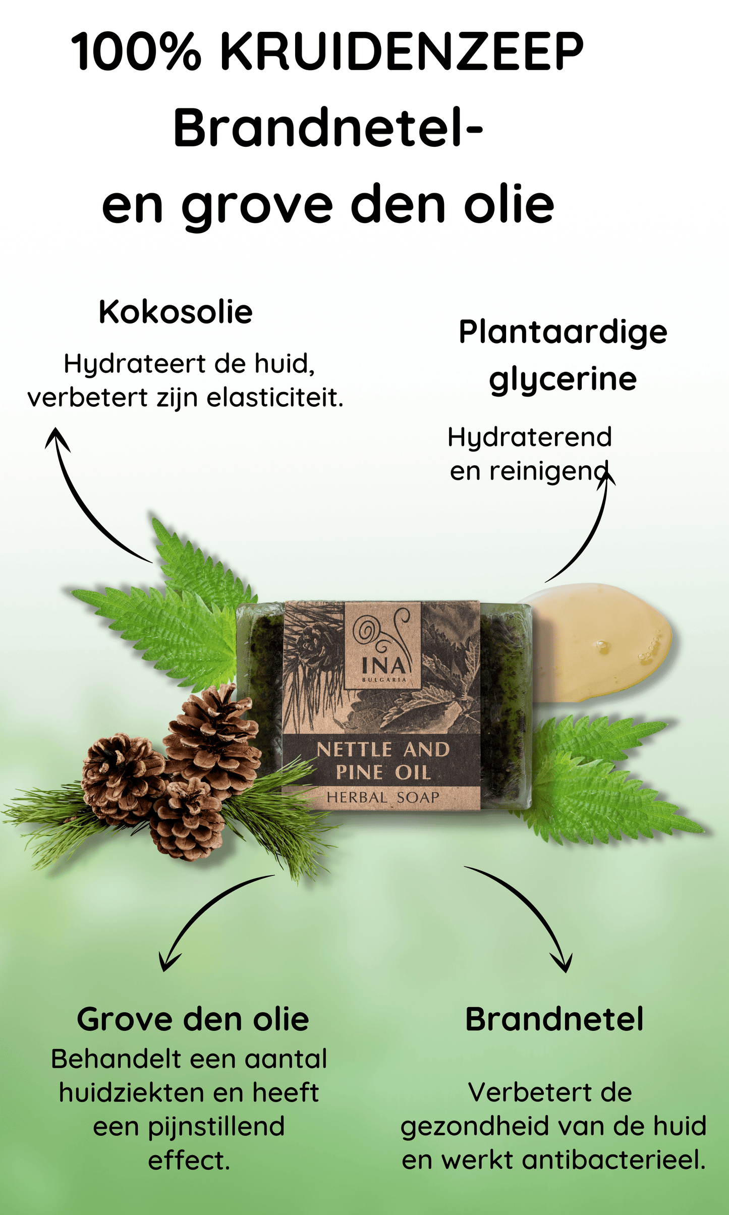 + Cadeau Natuurlijke kruidenzeep met Brandnetel- en Dennenolie - ontstekingsremmende werking