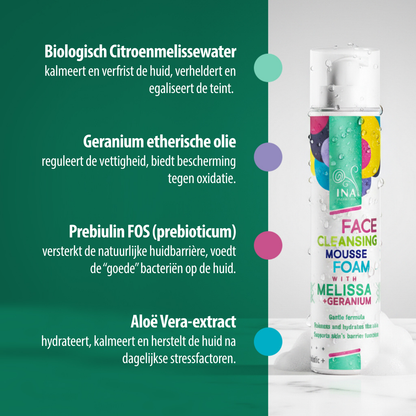 Natuurlijk Reinigingsschuim voor het Gezicht met Citroenmelisse en Geranium - voor elk huidtype