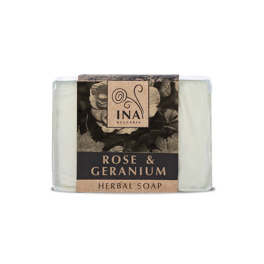 Savon naturel aux herbes à l'huile de Rose Damascena et au Géranium à l'action nourrissante