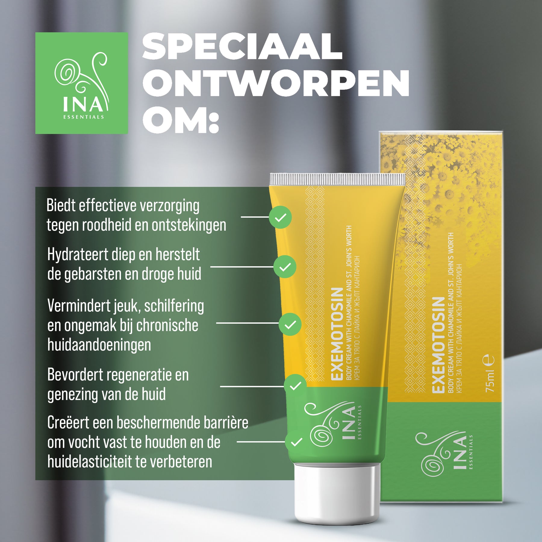 Crème voor psoriasis, eczeem en geïrriteerde huid - met Sint-Janskruid, Kamille en Propolis