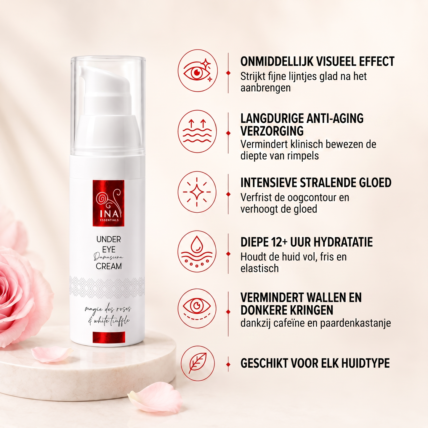Premium Anti-Aging Oogcrème met Roos - Rose Eye Lift