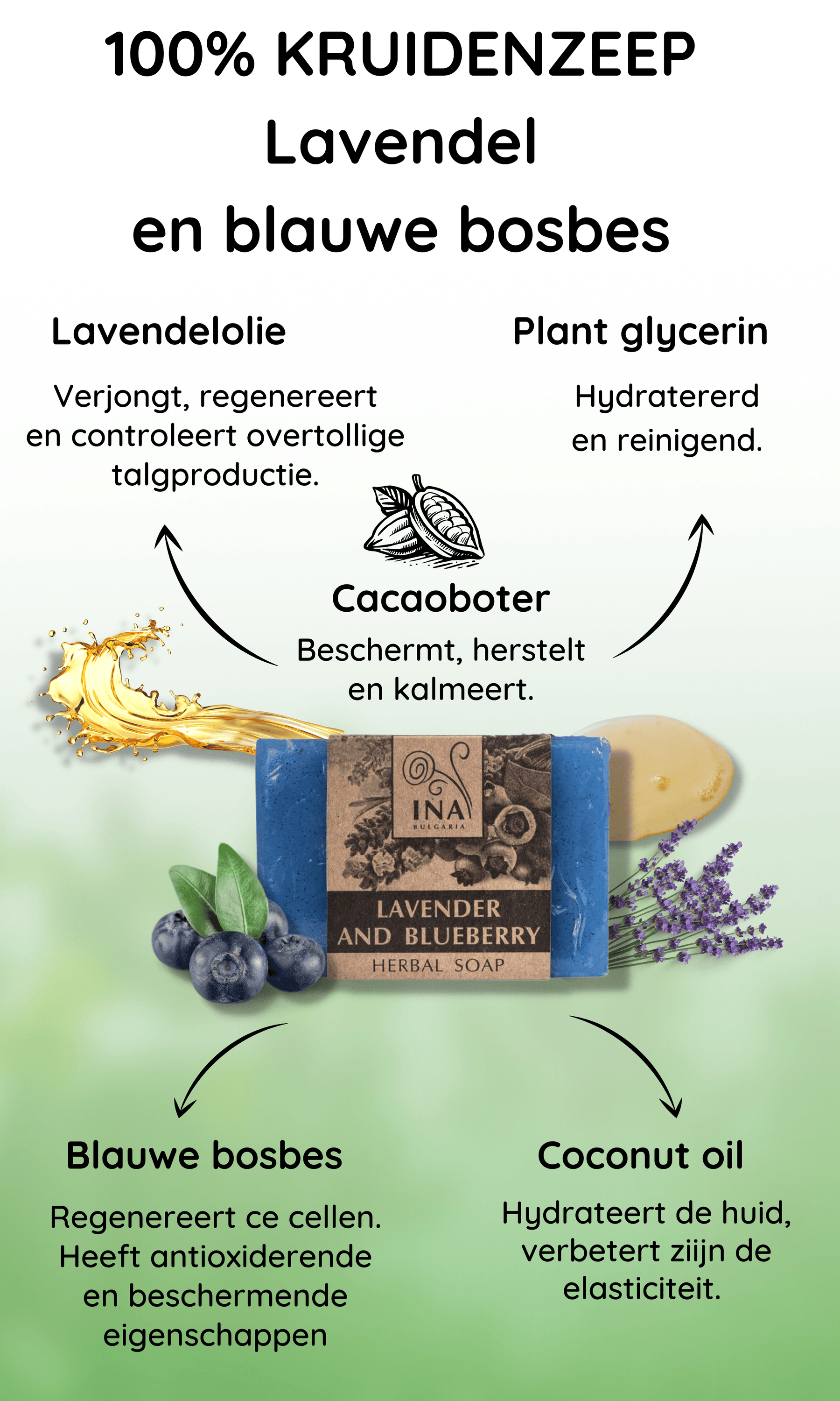 Natuurlijke kruidenzeep met Lavendel en Bosbes - lichaamsacne en onzuivere huid